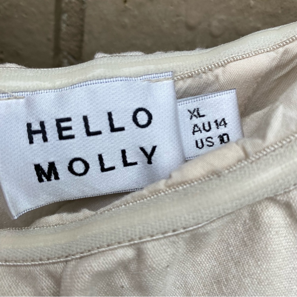 Hello Molly Sunset Glowing Strapless Ruffle Romper Oatmeal Cotton Linen Size 10 - Picture 4 of 8